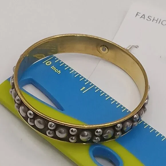 Black Studded Brass EARRINGS 2 Inch Pierced Goth Punk Boho India - Picture 5 of 6